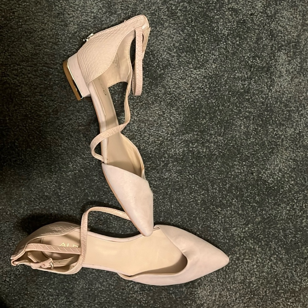 Aldo Beige Flats with snakeskin detail